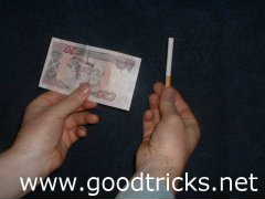 Make challenge, then produce note and cigarette.