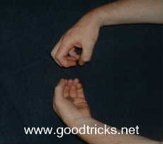 Drop coin into palm of lower hand and remove other hand , at the same time closing the fingers on the upper hand.