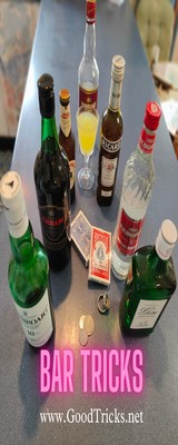 Bottles, glasses and coins are some of many items that can be used to perform magic in bars.