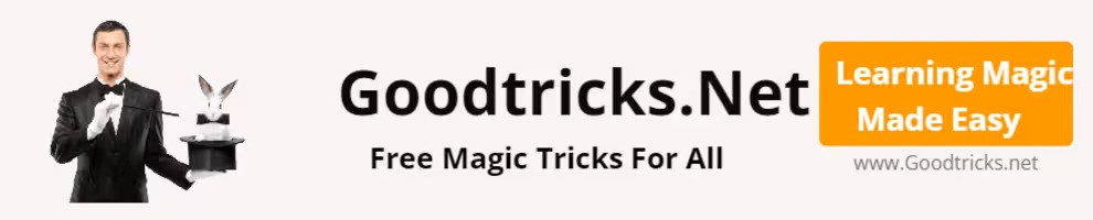 Magician's hat and wand image title banner for www.goodtricks.net  Learn to do amazing pub tricks.